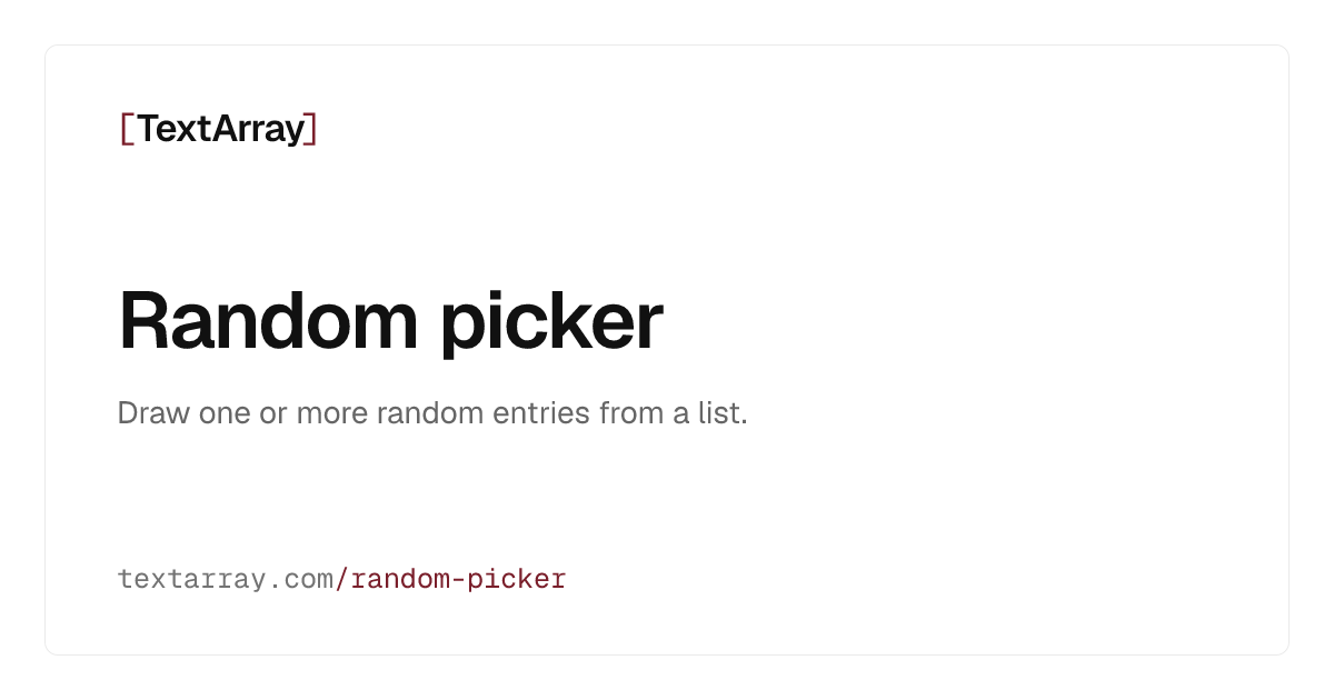 Random picker — draw entries from a list | TextArray